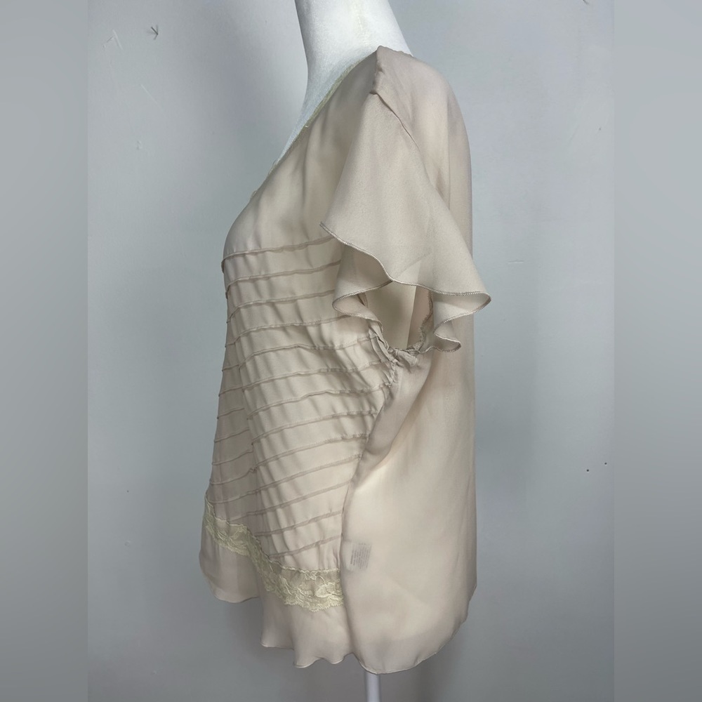 Jaipur sheer tan blouse women’s size M - Picture 9 of 14